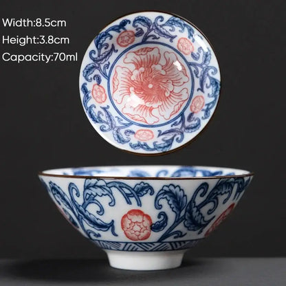 Japanese style multi color ceramic kung fu tea cup set dining room