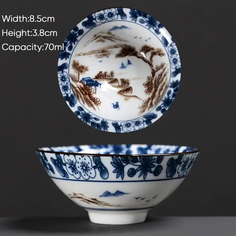 Japanese style multi color ceramic kung fu tea cup set dining room
