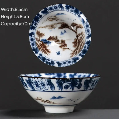Japanese style multi color ceramic kung fu tea cup set dining room
