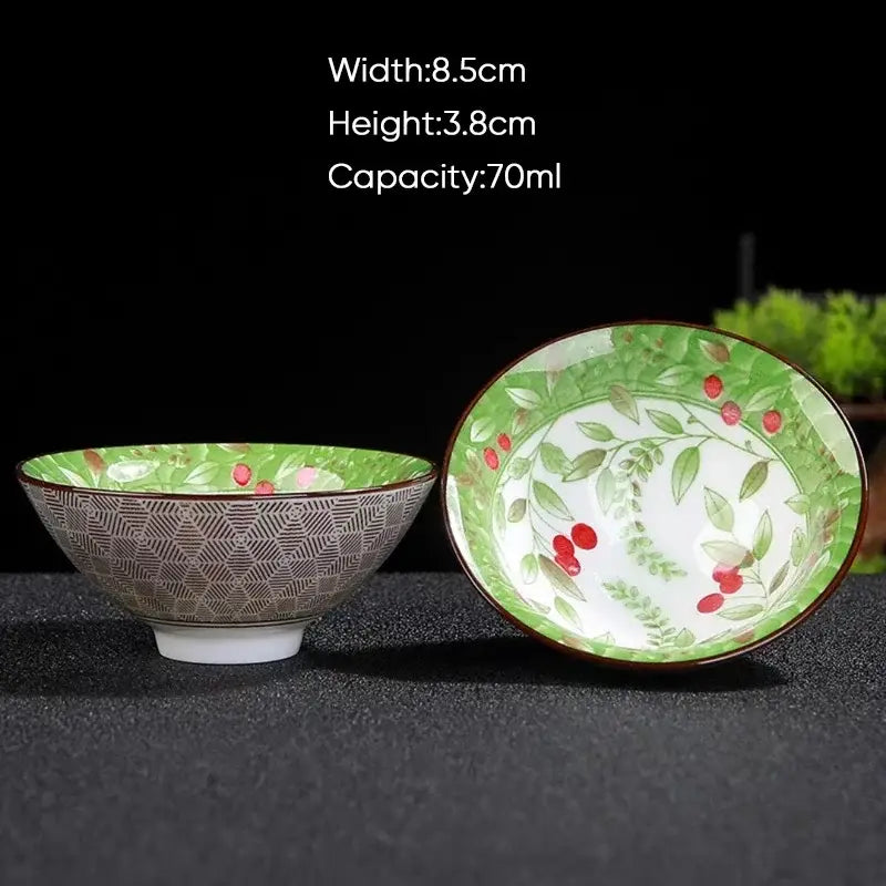 Japanese style multi color ceramic kung fu tea cup set dining room