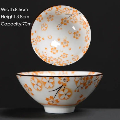 Japanese style multi color ceramic kung fu tea cup set dining room