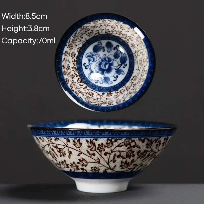 Japanese style multi color ceramic kung fu tea cup set dining room