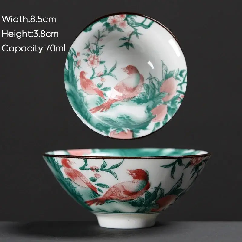 Japanese style multi color ceramic kung fu tea cup set dining room