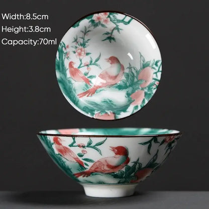 Japanese style multi color ceramic kung fu tea cup set dining room