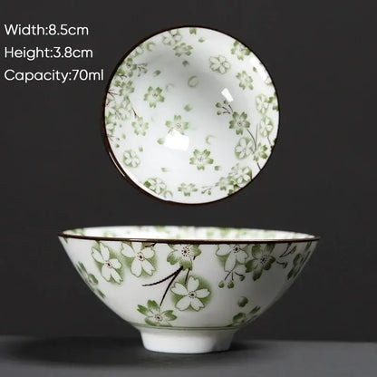 Japanese style multi color ceramic kung fu tea cup set dining room