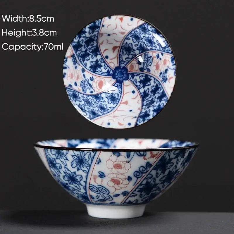 Japanese style multi color ceramic kung fu tea cup set dining room