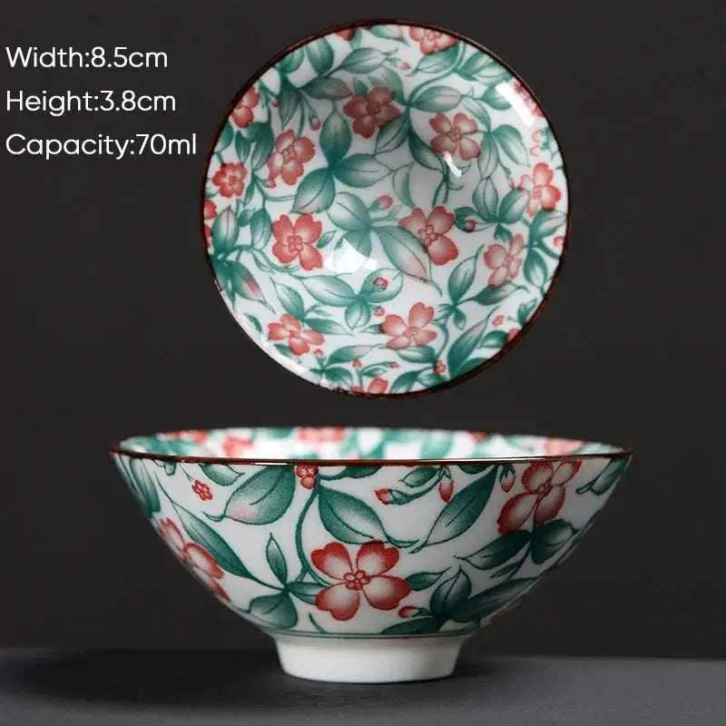 Japanese style multi color ceramic kung fu tea cup set dining room