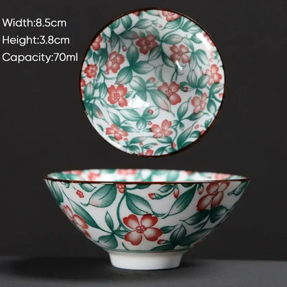 Japanese style multi color ceramic kung fu tea cup set dining room