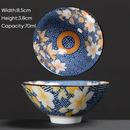 Japanese style multi color ceramic kung fu tea cup set dining room