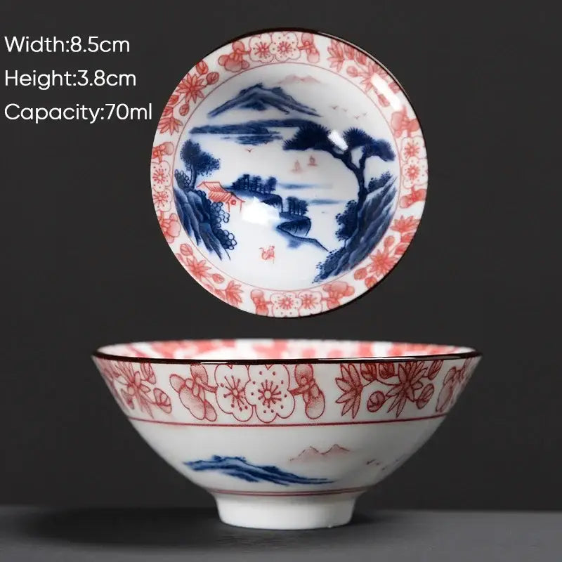 Japanese style multi color ceramic kung fu tea cup set dining room