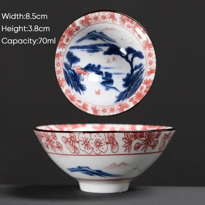 Japanese style multi color ceramic kung fu tea cup set dining room