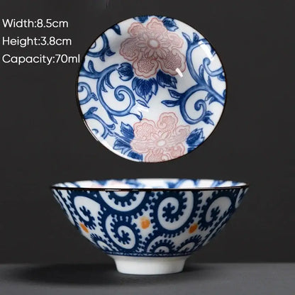 Japanese style multi color ceramic kung fu tea cup set dining room