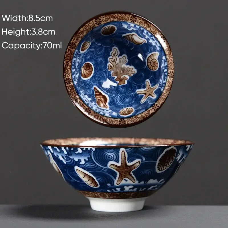 Japanese style multi color ceramic kung fu tea cup set dining room
