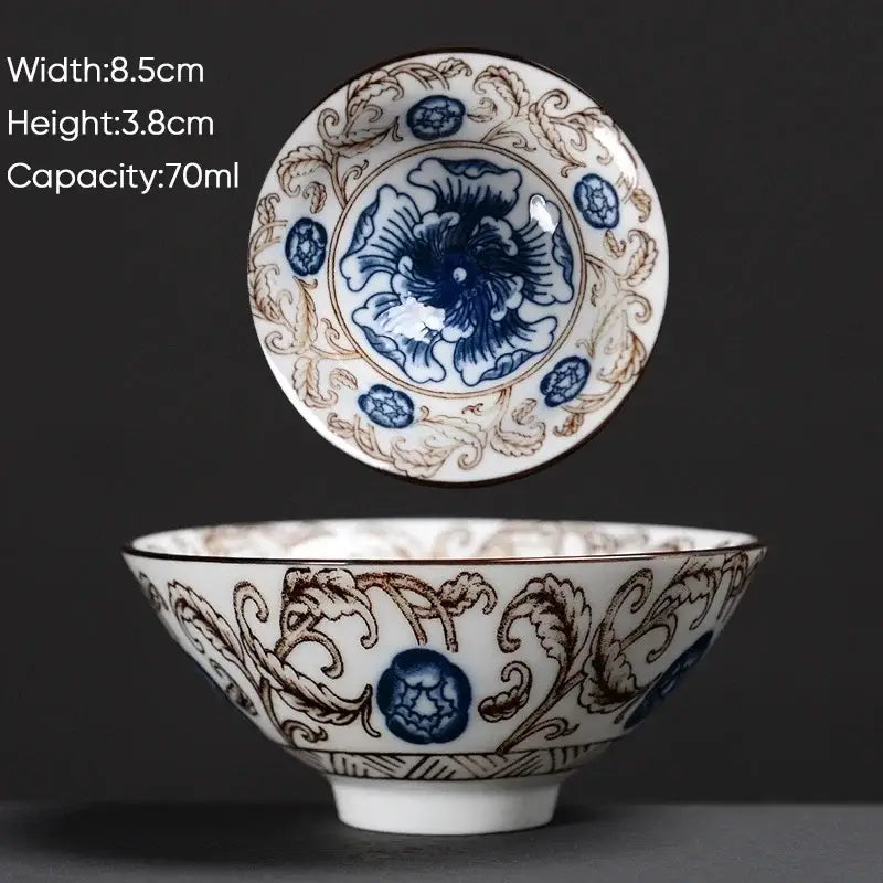 Japanese style multi color ceramic kung fu tea cup set dining room