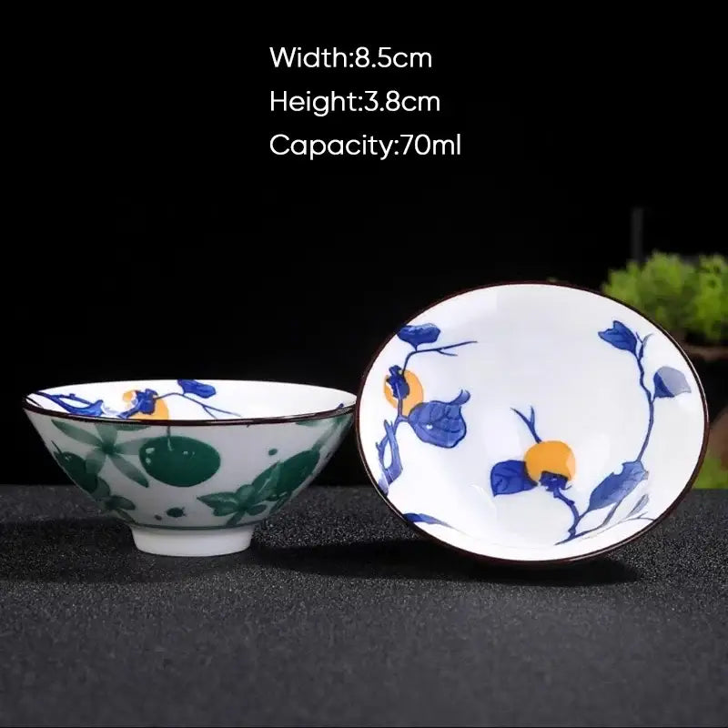 Japanese style multi color ceramic kung fu tea cup set dining room