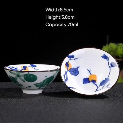 Japanese style multi color ceramic kung fu tea cup set dining room