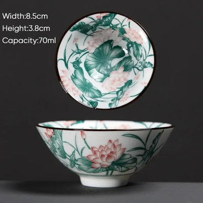 Japanese style multi color ceramic kung fu tea cup set dining room