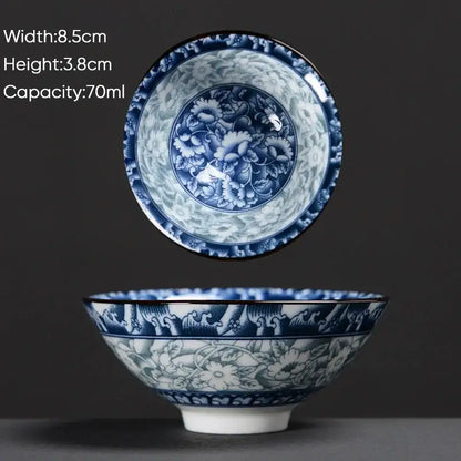 Japanese style multi color ceramic kung fu tea cup set dining room