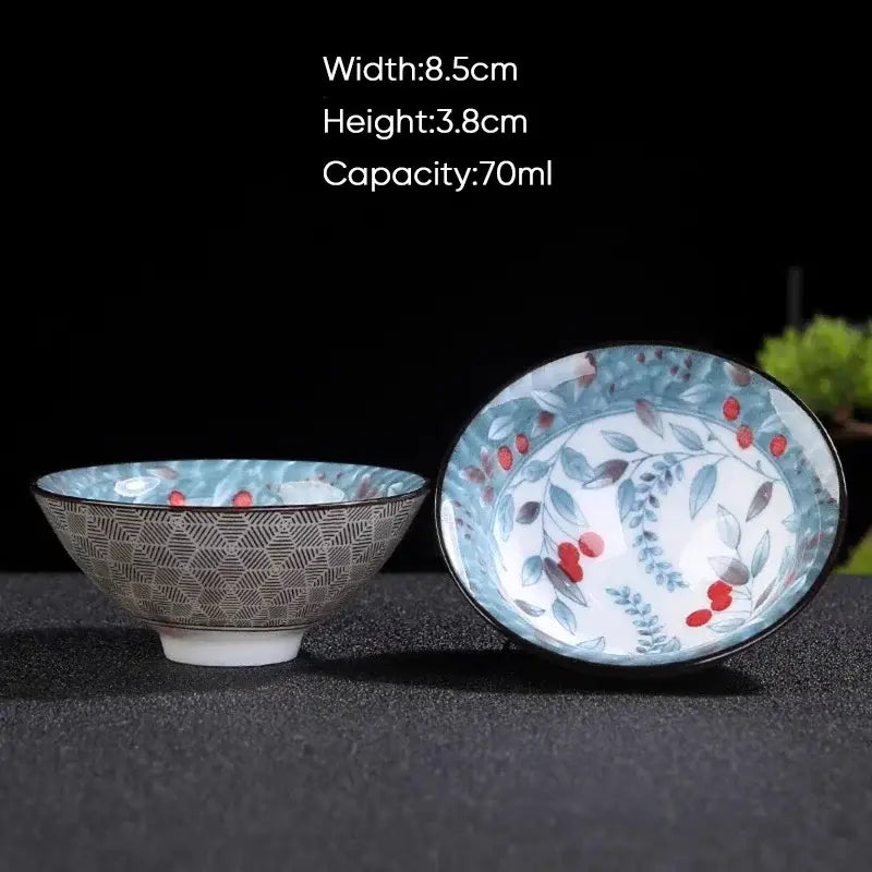 Japanese style multi color ceramic kung fu tea cup set dining room
