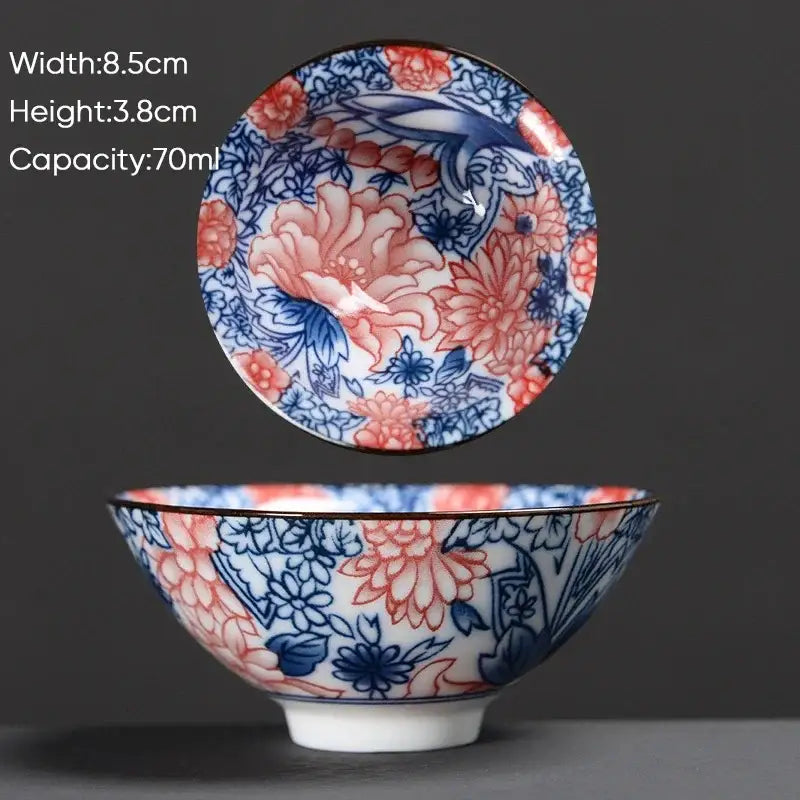 Japanese style multi color ceramic kung fu tea cup set dining room