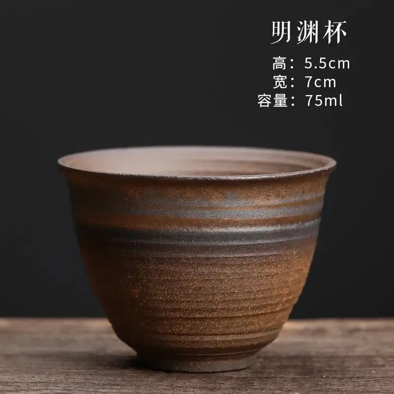 Japanese style porcelain coffee tea cup brown & gray dining room