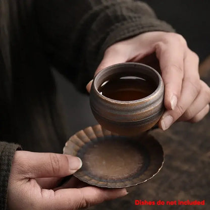 Japanese style porcelain coffee tea cup brown & gray dining room