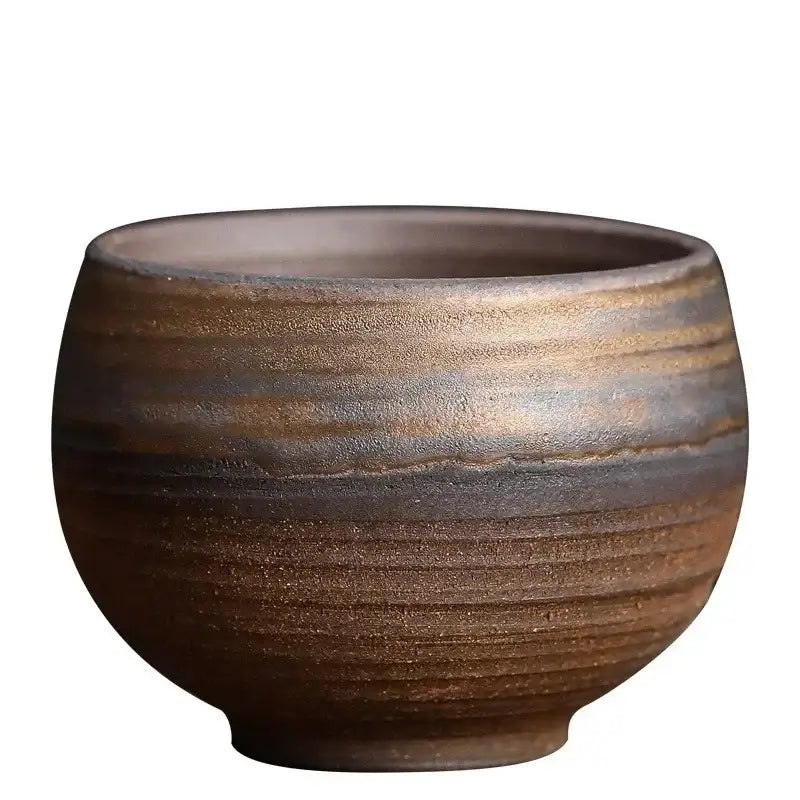 Japanese style porcelain coffee tea cup brown & gray dining room