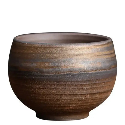 Japanese style porcelain coffee tea cup brown & gray dining room