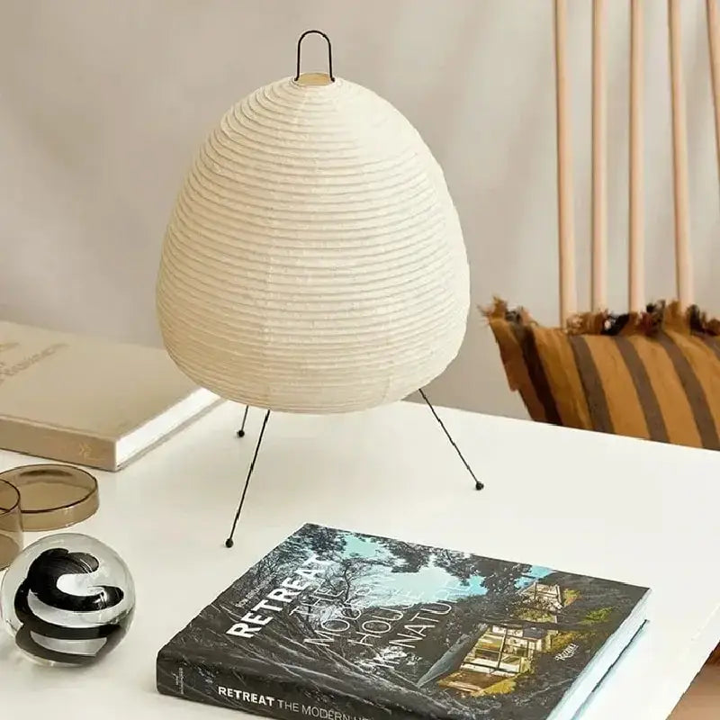 Japanese style rice paper table lamp for bedroom minimalist egg light