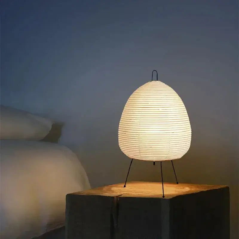Japanese style rice paper table lamp for bedroom minimalist egg light