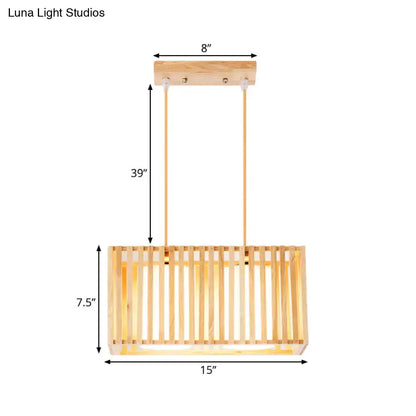 Japanese style rubber wood cuboid cage pendant – dining table light