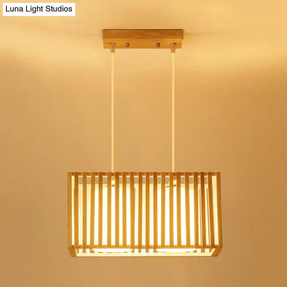 Japanese style rubber wood cuboid cage pendant – dining table light