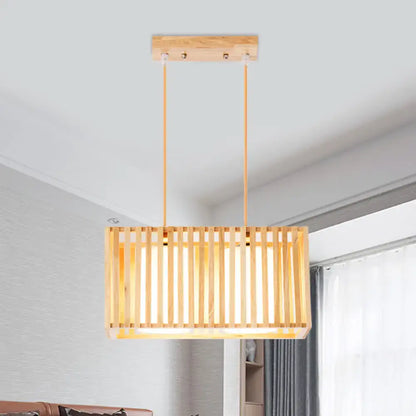 Japanese style rubber wood cuboid cage pendant – dining table light