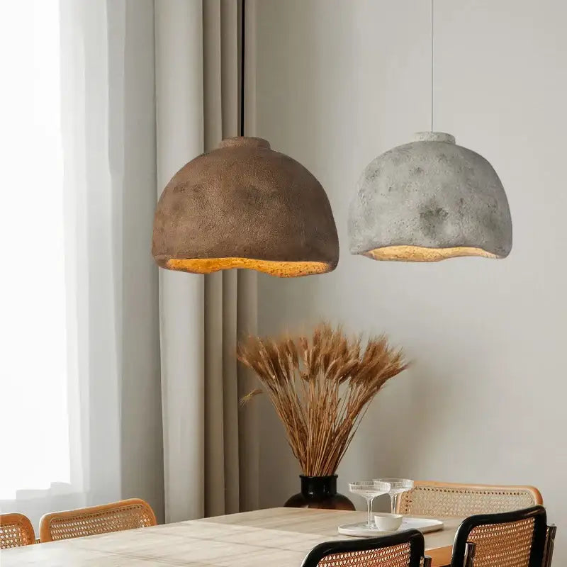 Japanese style rustic concrete resin pendant lights for dining room