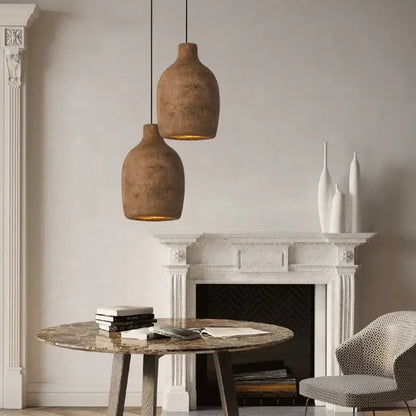 Japanese style rustic concrete resin pendant lights for dining room