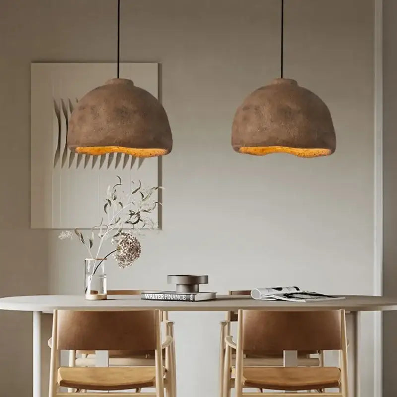 Japanese style rustic concrete resin pendant lights for dining room