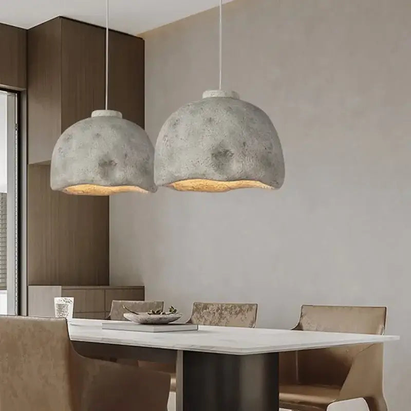 Japanese style rustic concrete resin pendant lights for dining room