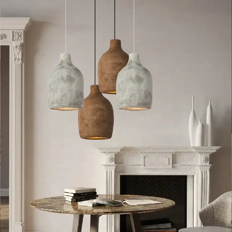 Japanese style rustic concrete resin pendant lights for dining room