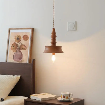 Japanese style terracotta ceramic pendant light for dining room