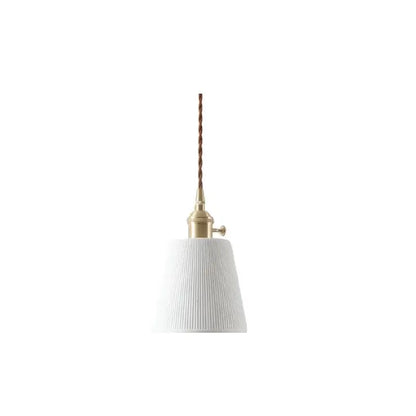 Japanese style white pleated ceramic led hanging lamp dining room