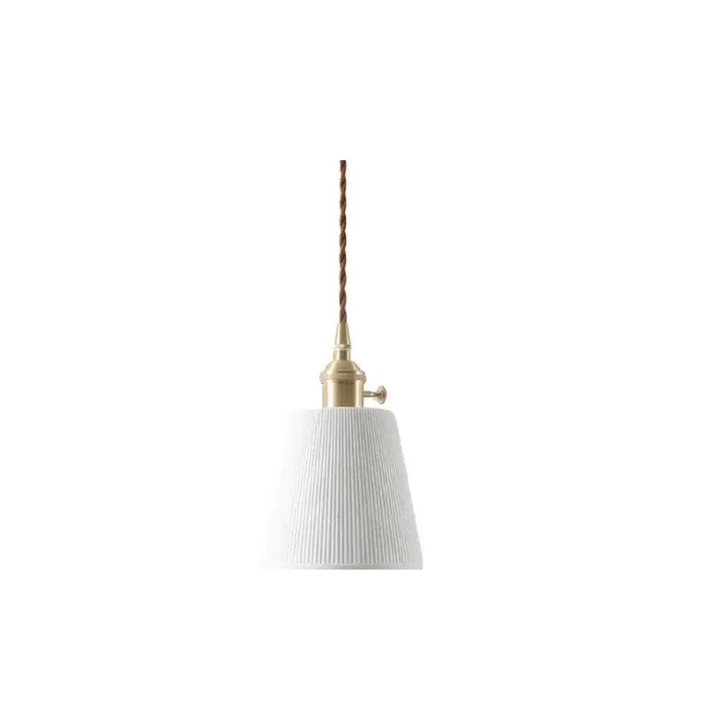 Japanese style white pleated ceramic led hanging lamp dining room
