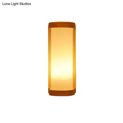 Japanese style wood and white glass wall sconce lamp bedroom light