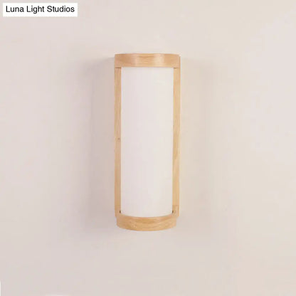 Japanese style wood and white glass wall sconce lamp bedroom light