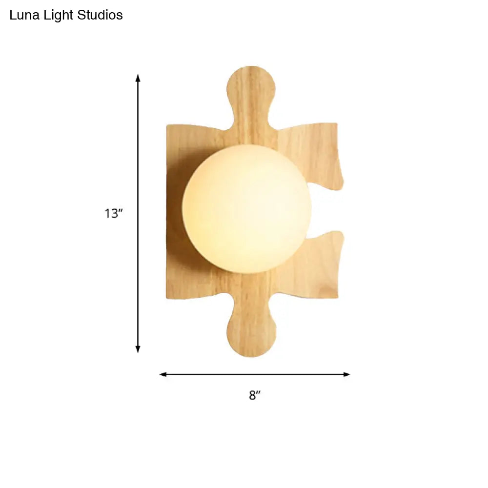 DecorBites™ Japanese Style Wooden Puzzle Base Wall Light - 1 Light Beige Sconce Lamp for Corridor & Kitchen