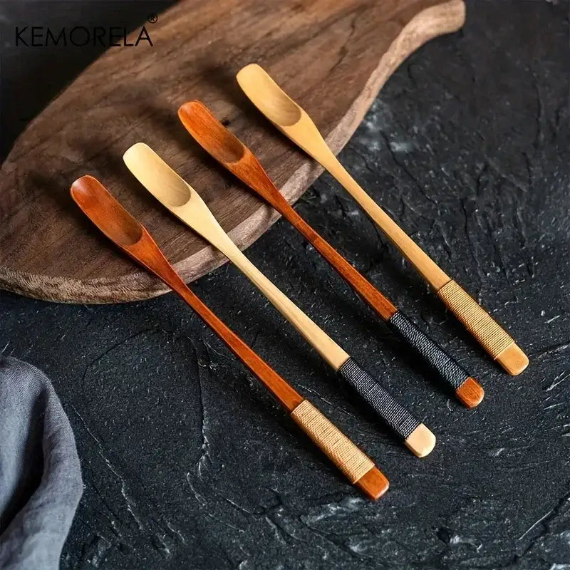 Japanese style wooden spoon set natural & dark wood kitchen tools