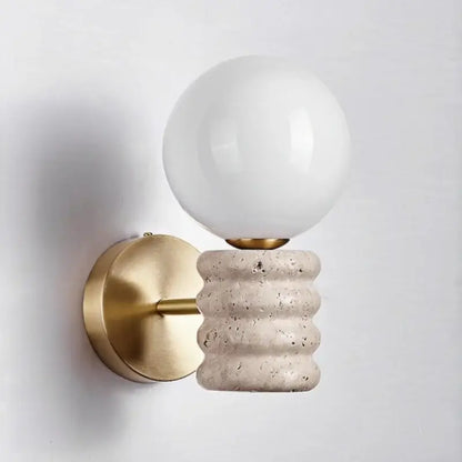 Japanese travertine led wall lamp bedroom pull chain light