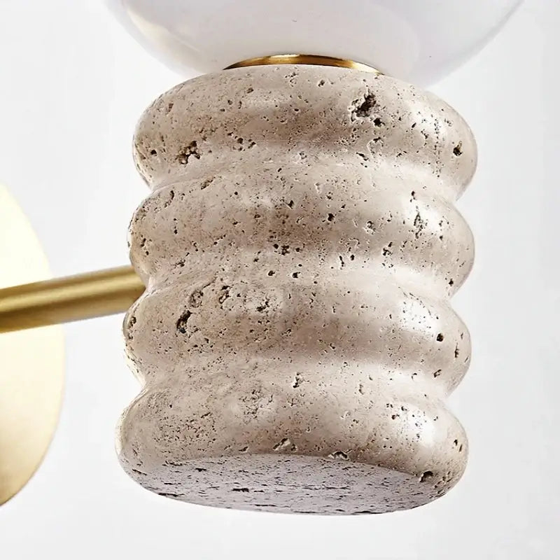 Japanese travertine led wall lamp bedroom pull chain light