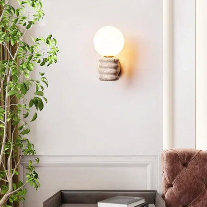 Japanese travertine led wall lamp bedroom pull chain light