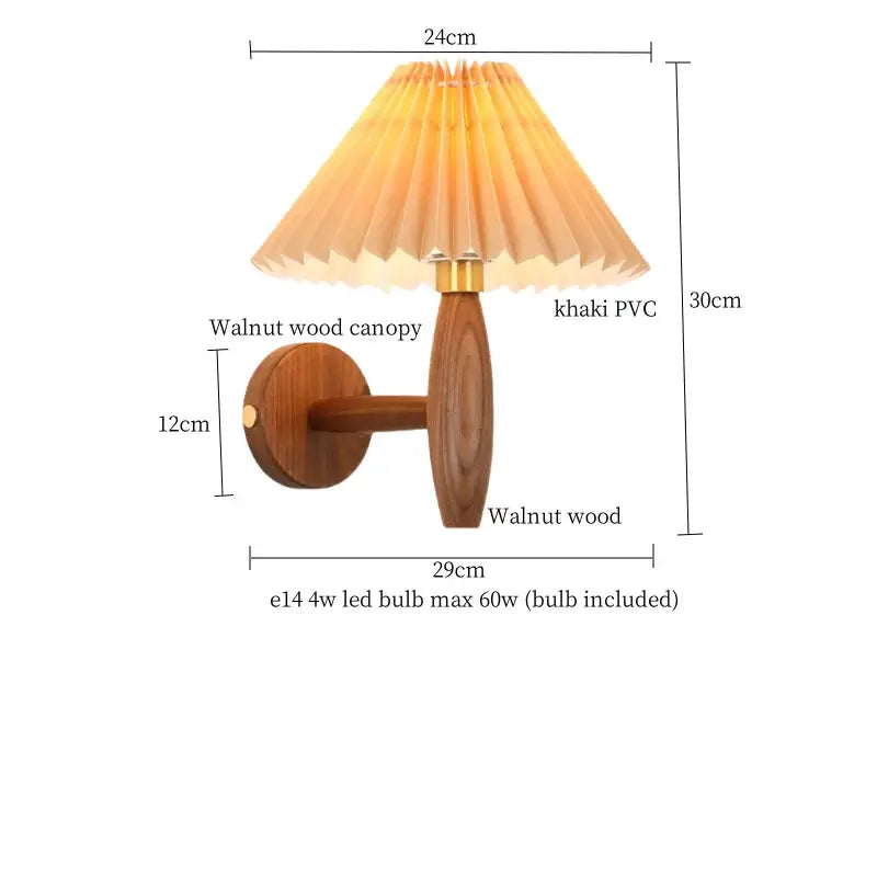 Japanese walnut wood cream pvc led wall lamps bedroom sconce