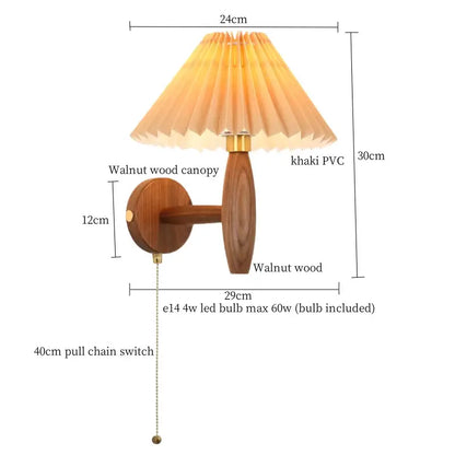 Japanese walnut wood cream pvc led wall lamps bedroom sconce